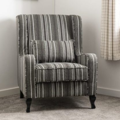 a98278618a2021d7d639c82f9fd918038d44c69ccde1072900e54acee198a7d5.jpg An Image of Sherborne Stripe Fabric Fireside Armchair In Grey