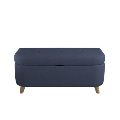 An Image of Halston Velvet Ottoman Blue