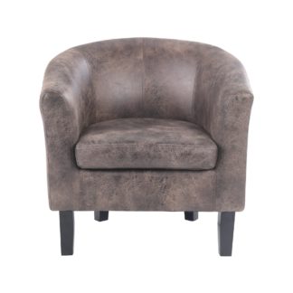 An Image of Faux Leather Tub Chair - Tan Brown