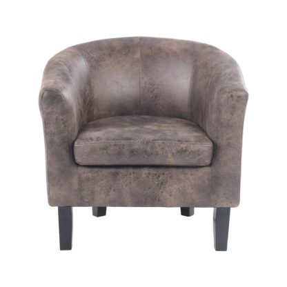 An Image of Faux Leather Tub Chair - Tan Brown