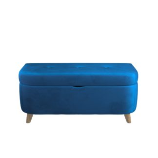 An Image of Halston Velvet Ottoman Blue