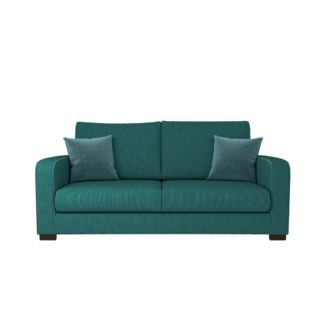 An Image of Carson Corduroy 3 Seater Sofa Emerald Green