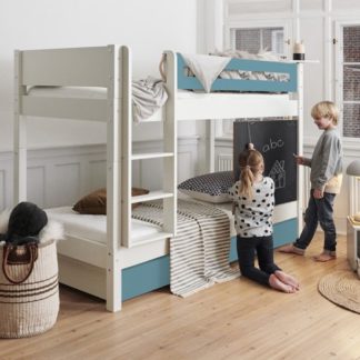 An Image of Morden Kids Wooden Bunk Bed With Safety Rail In Petroleum
