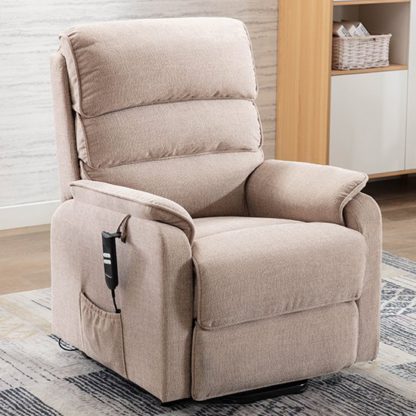 b0f2d3a6e33a1c109145cd88fba29d30f3f0be4dc06af23bab0b72845d0a10b7.jpg An Image of Vauxhall Fabric Electric Riser Recliner Chair In Lisbon Wheat