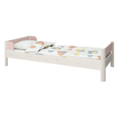 An Image of Oniria Wooden Single Bed In Whitewash Pink