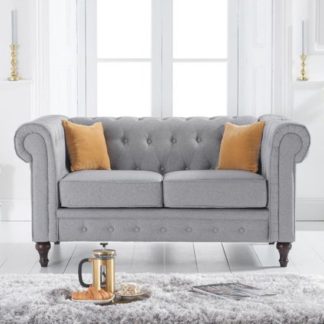 An Image of Chilloe Linen Fabric Upholstered 2 Seater Sofa In Grey
