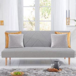 An Image of Waltom Linen Fabric Upholstered Sofa Bed In Grey