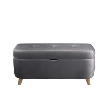 An Image of Halston Velvet Ottoman Blue