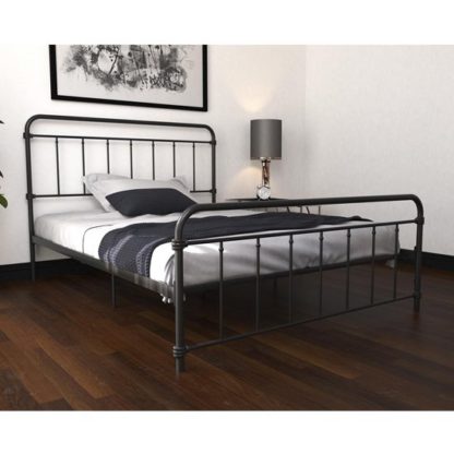 b72259c996131a1dc8d157ebeb9e1f40b29b8319db8a02c17d3556c6f51a2129.jpg An Image of Wallace Metal King Size Bed In Black