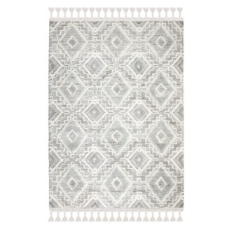 An Image of Victoria Geometric Rug Grey and White