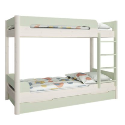 b75bf63cdf66502c1c2b7a86538acc90e91dc33c1ebdefd3818f5f70e3c39325.jpg An Image of Oniria Wooden Bunk Bed With Guest Bed In Whitewash Green