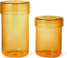 An Image of Huebsch Set of 2 Storage Jars, Amber Glass