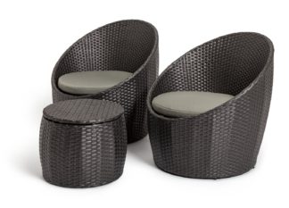 An Image of Habitat 2 Seater Wicker Barrel Bistro Set - Charcoal