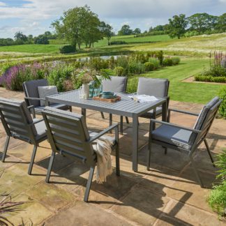 An Image of Titchwell 6 Seater Grey Dining Set Grey