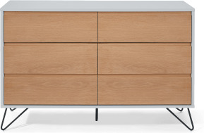 An Image of Cerian Wide Chest of Drawers, Oak and Grey