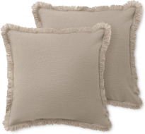 An Image of Sheedy Set of 2 Fringed Cushions, 45 x 45cm, Grey & Putty