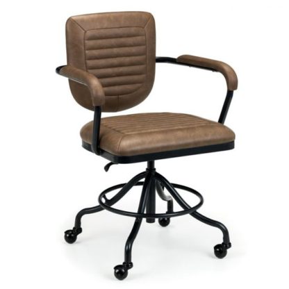 baac7d2fb62abf6a96df10bddd377049f867e493db749d6839f617bcd9a1d6ad.jpg An Image of Greer Faux Leather Upholstered Home And Office Chair In Brown