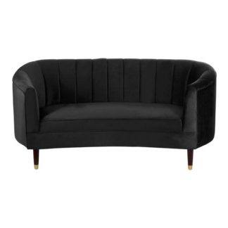 An Image of Manoza Fabric Upholstered 2 Seater Sofa In Black