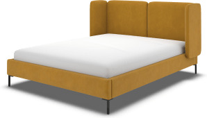 bcf978ee8f0457bfd2e5afa583e3f6260d20bcb77f1cae8775af2778461165ce-2.jpg An Image of Ricola Super King Size Bed, Dijon Yellow Cotton Velvet with Black Legs