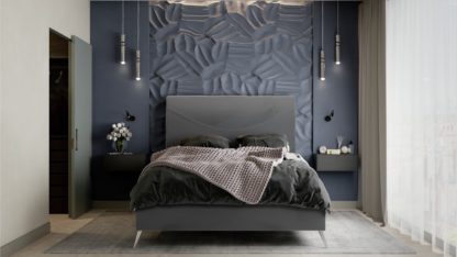 An Image of MiBed Seattle Velvet Kingsize Bed Frame - Black