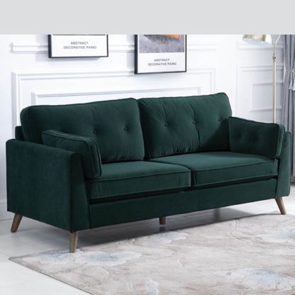 be547e8e448d59f1aa3123f9bd1c164c2894a6fadc41177abbba6b6ad01fbcb7.jpg An Image of Zurich Velvet Upholstered 3 Seater Sofa In Green