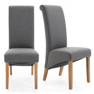 An Image of Chester Set of 2 Dining Chairs Grey Herringbone Grey