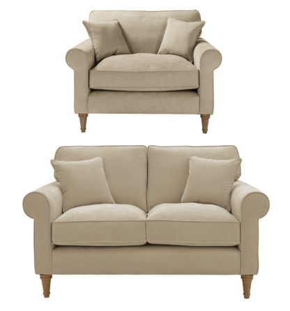 An Image of Habitat William Fabric Chair & 2 Seater Sofa - Natural
