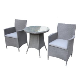An Image of Cannes 2 Seater Ebony Grey Bistro Set Grey