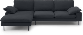 An Image of Fallyn Left Hand Facing Chaise End Sofa, Nubuck Carbon Leather