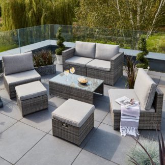 An Image of Cancun 4 Seater Rattan Grey Modular Sofa Set Grey