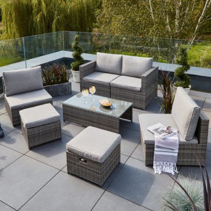 An Image of Cancun 4 Seater Rattan Grey Modular Sofa Set Grey