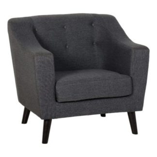 An Image of Ashley Fabric 1 Seater Sofa In Dark Grey
