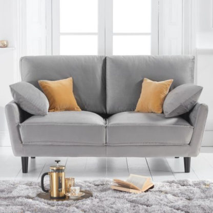 c4cc049784f7e703c01d4c83f2a4be014960532e0f52ef890e79e9e68f285fdc.jpg An Image of Caropy Velvet Upholstered 2 Seater Sofa In Grey