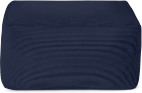 An Image of Loa Square Floor Pouffe Floor Cushion, Navy Cord Velvet