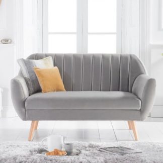An Image of Luxen Velvet Upholstered 2 Seater Sofa In Grey