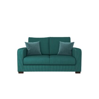 An Image of Carson Corduroy 2 Seater Sofa Emerald Green