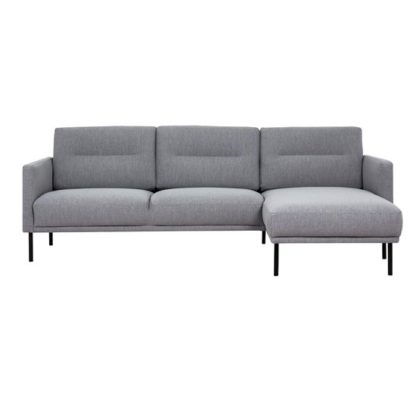 An Image of Nexa Fabric Right Handed Corner Sofa In Soul Grey With Black Leg