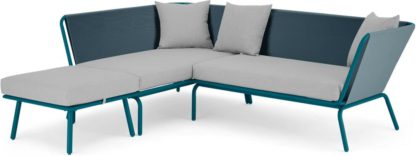 An Image of Tice Garden Corner Sofa, Teal and Grey