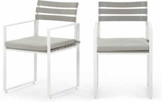 An Image of Catania Garden set of 2 Garden Dining Chairs, White And Polywood