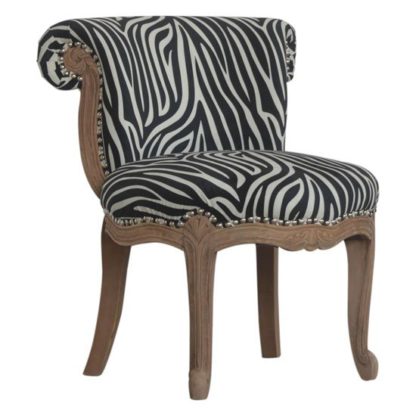 An Image of Cuzco Velvet Accent Chair In Zebra Printed And Sunbleach