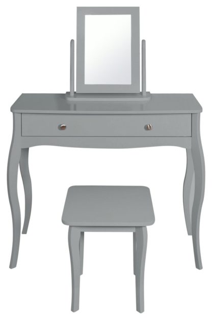 An Image of Amelie Dressing Table, Mirror and Stool - Grey