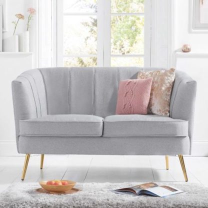 An Image of Lucite Linen Fabric Upholstered 2 Seater Sofa In Grey
