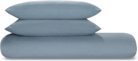 An Image of Tira Linen/Cotton Duvet Cover + 2 Pillowcases, King, Storm Blue