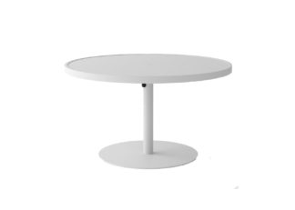 An Image of Case Eos Pedestal Circular Outdoor Dining Table White