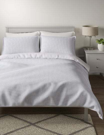 An Image of M&S Percale Striped Bedding Set