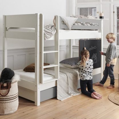 An Image of Morden Kids Bunk Bed With Safety Rail And Drawers In Silver Grey