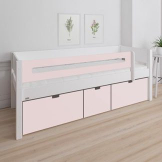 An Image of Morden Kids Day Bed With Saftey Rail 3 Drawers In Light Rose