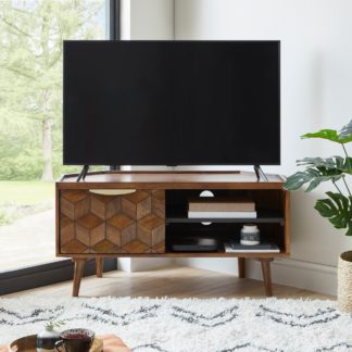 An Image of Hex Corner TV Stand Light Brown