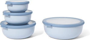 An Image of Mepal Set of 4 Shallow Lidded Storage Bowls, Nordic Blue