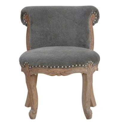 An Image of Cuzco Velvet Accent Chair In Grey And Sunbleach